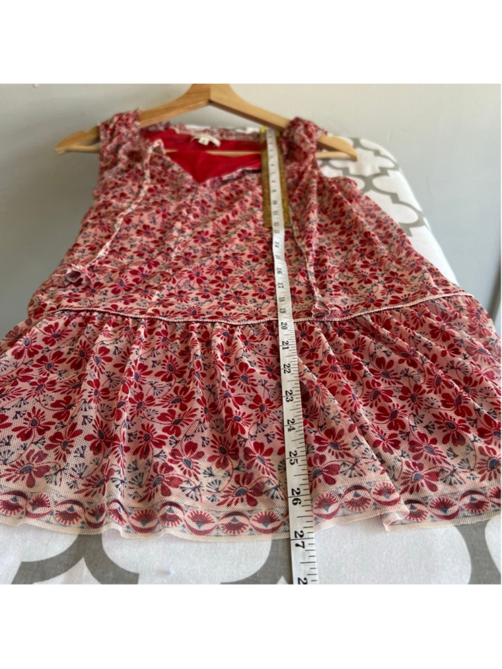 MAX STUDIO Red White Floral Tunic Top M - Picture 4 of 5
